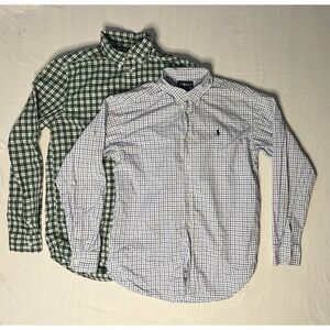 Polo Ralph Lauren Dress Shirts Youth Size XL Plaid Long Sleeve Button Up Lot X2